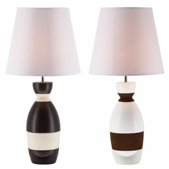 DKD Home Decor Namizna svetilka DKD Home Decor Keramika Rjava vrv Bela 30 x 30 x 61 cm 220 V 50 W (2 enoti)
