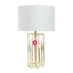 DKD Home Decor Namizna svetilka DKD Home Decor Bela Poliester Kovina Kristal 220 V Zlata 60 W (41 x 41 x 72 cm)
