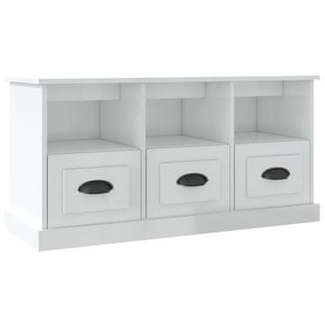 Vidaxl TV omarica visok sijaj bela 100x35x50 cm inženirski les