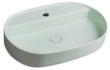 ISVEA Elegantno Keramično Umivalnik "INFINITY OVAL" na Desko 60x40 cm v Zeleni Mint Barvi