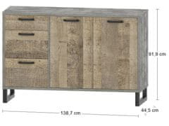 nabbi Dvovratna komoda s predali Bova CH-2D/3DR - peščeni hrast / woodcon