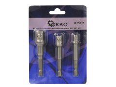 GEKO Komplet adapterjev Geko iz šestkotnika 1/4" v štirikotnik 1/4", 3/8", 1/2"