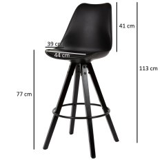 Bruxxi Barski stol Urban (SET 2), umetno usnje, črna barva