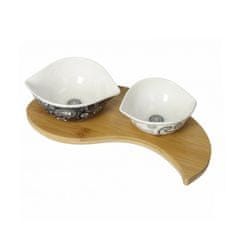 Brandani Set skledica na lesenem podstavku Shanti 27x13cm / porcelan, les