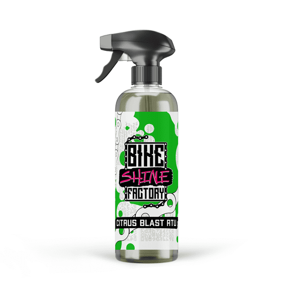 BIKESHINEFACTORY Citrus Blast RTU 1L večnamensko biorazgradljivo čistilo za vaše gorsko, električno ali cestno kolo, namenjeno takojšnji uporabi na vseh barvnih površinah, gumijastih in plastičnih delih