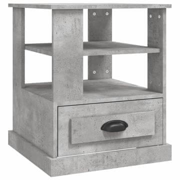 Vidaxl Stranska mizica betonsko siva 50x50x60 cm inženirski les
