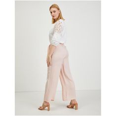 Orsay Svetlo rožnate ženske lanene hlače Chino s kravato ORSAY_324317-98 34