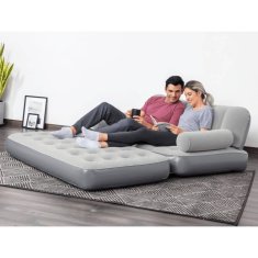 Vidaxl Napihljiva sedežna garnitura 3 v 1 PVC siva