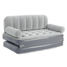 Vidaxl Napihljiva sedežna garnitura 3 v 1 PVC siva