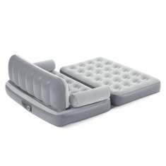 Vidaxl Napihljiva sedežna garnitura 3 v 1 PVC siva