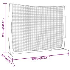 Vidaxl Prenosna baseball mreža rdeča in črna 369x107x271 cm