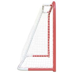 Greatstore Gol za hokej z mrežo rdeč in bel 153x60x118 cm jeklo in PE