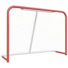 shumee Gol za hokej z mrežo rdeč in bel 153x60x118 cm jeklo in PE