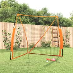 Vidaxl Prenosna baseball mreža oranžna in črna 183x182x183 cm