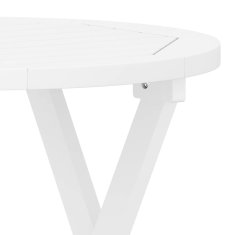 Vidaxl Zložljiva vrtna miza bela Ø 46 cm trden akacijev les