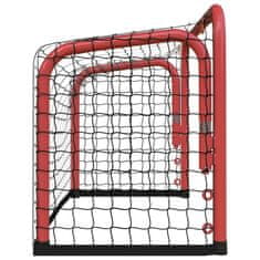 Vidaxl Gol za hokej z mrežo rdeč in črn 68x32x47 cm jeklo in poliester