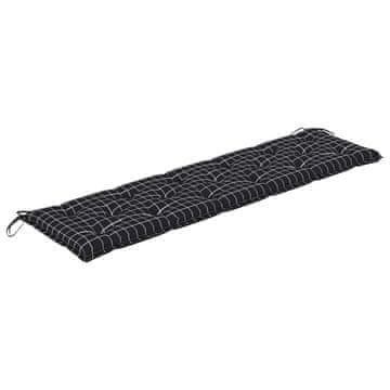 Vidaxl Blazina za vrtno klop črna karo 180x50x7 cm oxford tkanina