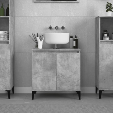 Vidaxl Omarica za umivalnik betonsko siva 58x33x60 cm inženirski les
