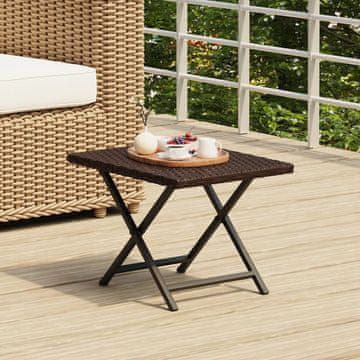 Vidaxl vidaXL Zložljiva miza rjava 45x35x32 cm poli ratan