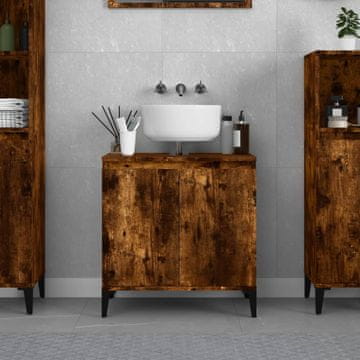Vidaxl vidaXL Omarica za umivalnik dimljen hrast 58x33x60 cm