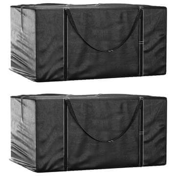Vidaxl Torba za shranjevanje vrtnih blazin 2 kosa črna 150x75x75 cm PE
