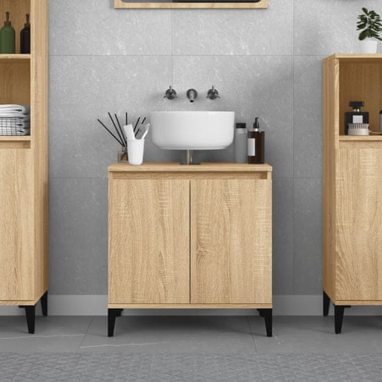 Vidaxl Omarica za umivalnik sonoma hrast 58x33x60 cm inženirski les