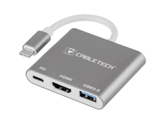 Cabletech USB priklopna postaja tip C na 1x USB 3.0, 1x HDMI 2.0, 1x USB Type C