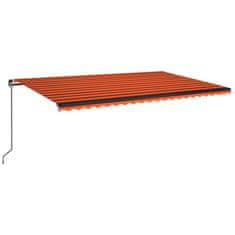 shumee Ročno zložljiva tenda 500x350 cm oranžna in rjava