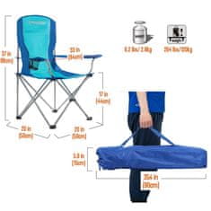 King Camp Zložljiv stol za kampiranje z nasloni za roke, jeklen - moder