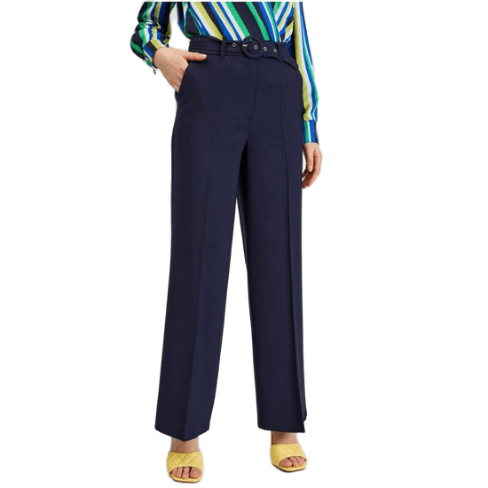 Orsay Temno modre ženske hlače s širokim pasom in pasom ORSAY_355041526000