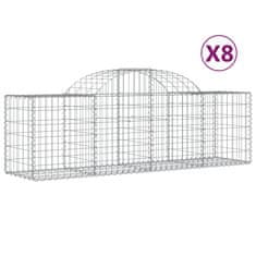 Vidaxl Obokana gabionska košara 8 kosov 200x50x60/80cm cinkano železo