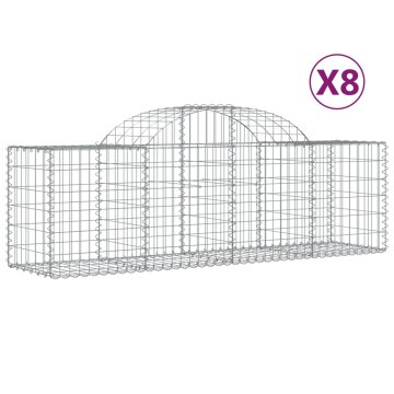 Vidaxl Obokana gabionska košara 8 kosov 200x50x60/80cm cinkano železo