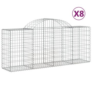 Vidaxl Obokane gabion košare 8 kosov 200x50x80/100 cm cinkano železo