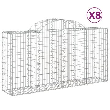 Vidaxl Obokana gabionska košara 8kos 200x50x100/120cm pocinkano železo