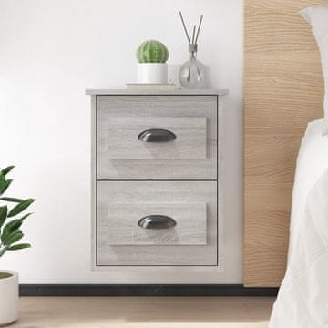 Vidaxl vidaXL Stenske nočne omarice, komplet 2 kosov, siva sonoma hrastova barva, 41,5 x 36 x 53 cm