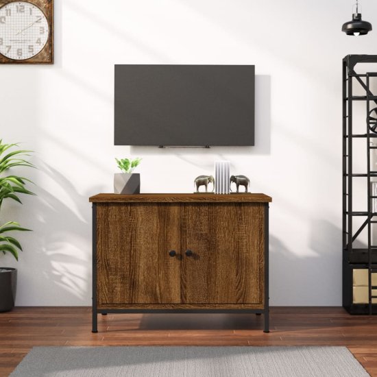 Vidaxl TV omarica z vrati rjavi hrast 60x35x45 cm inženirski les