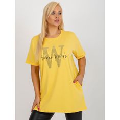 RELEVANCE Ženska bluza z napisom plus size REVA rumena RV-BZ-7866.30_398203 Univerzalni