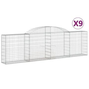 Vidaxl Obokane gabion košare 9 kosa 300x30x80/100 cm pocinkano železo