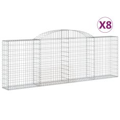 Vidaxl Obokana gabionska košara 8kos 300x30x100/120cm pocinkano železo
