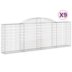 Vidaxl Obokana gabionska košara 9kos 300x30x100/120cm pocinkano železo
