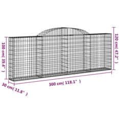 Vidaxl Obokana gabionska košara 9kos 300x30x100/120cm pocinkano železo