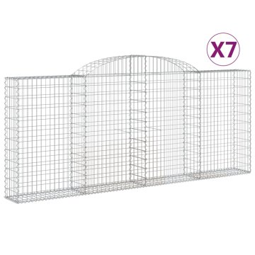 Vidaxl Obokane gabion košare 7 kosa 300x30x120/140 cm pocinkano železo