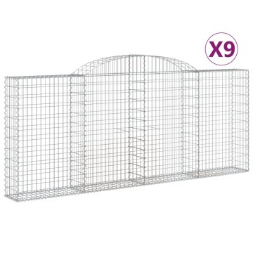 Vidaxl Obokane gabion košare 9 kosa 300x30x120/140 cm pocinkano železo