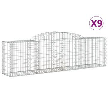 Vidaxl Obokane gabion košare 9 kosa 300x50x80/100 cm pocinkano železo