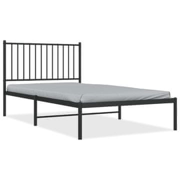 Vidaxl Kovinski posteljni okvir z vzglavjem črn 100x190 cm