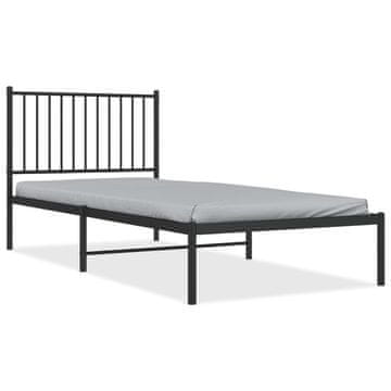Vidaxl Kovinski posteljni okvir z vzglavjem črn 90x200 cm