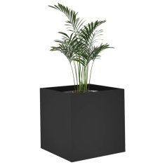 Vidaxl Cvetlično korito črne barve 40x40x40 cm inženirski les