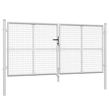 Vidaxl Vrtna mrežasta vrata srebrna 300 x 125 cm pocinkano jeklo
