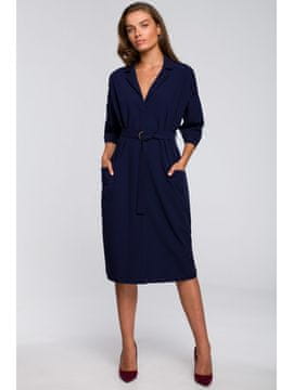 Style Stylove Ženska midi obleka Gynefach S230 tmavo modrá