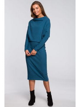 Style Stylove Ženska midi obleka Essynte S245 oceansko modra